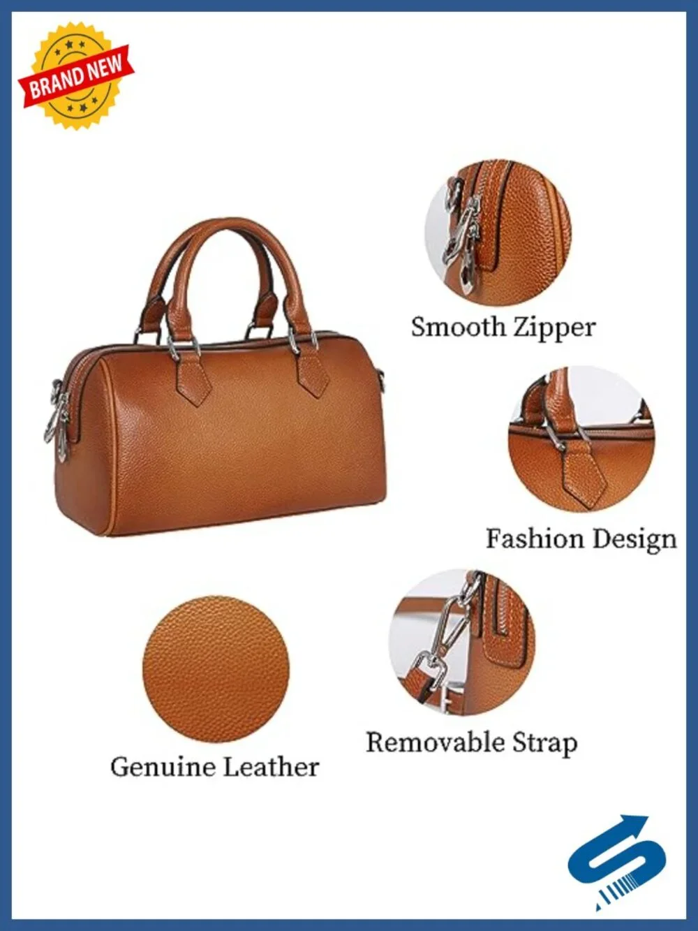 Leather Top Handle Satchel Handbag Crossbody Tote Shoulder Bag